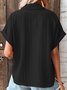 Blouses Décontracté Plain Été Polyester Aucune élasticité Quotidien Manches Courtes Régulier Droit pour Femmes
