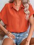 Blouses Décontracté Plain Été Polyester Aucune élasticité Quotidien Manches Courtes Régulier Droit pour Femmes