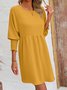 Femmes Plain Noir Col Rond Confortable Court Robe Décontracté