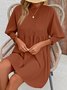 Femmes Plain Noir Col Rond Confortable Court Robe Décontracté