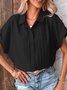 Blouses Décontracté Plain Été Polyester Aucune élasticité Quotidien Manches Courtes Régulier Droit pour Femmes