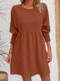 Femmes Plain Noir Col Rond Confortable Court Robe Décontracté