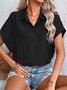 Blouses Décontracté Plain Été Polyester Aucune élasticité Quotidien Manches Courtes Régulier Droit pour Femmes