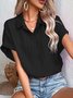 Blouses Décontracté Plain Été Polyester Aucune élasticité Quotidien Manches Courtes Régulier Droit pour Femmes