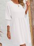 Femmes Plain Noir Col Rond Confortable Court Robe Décontracté