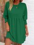 Femmes Plain Noir Col Rond Confortable Court Robe Décontracté