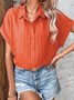 Blouses Décontracté Plain Été Polyester Aucune élasticité Quotidien Manches Courtes Régulier Droit pour Femmes