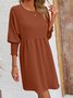 Femmes Plain Noir Col Rond Confortable Court Robe Décontracté
