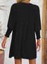 Femmes Plain Noir Col Rond Confortable Court Robe Décontracté