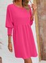 Femmes Plain Noir Col Rond Confortable Court Robe Décontracté