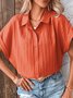 Blouses Décontracté Plain Été Polyester Aucune élasticité Quotidien Manches Courtes Régulier Droit pour Femmes
