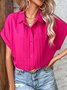 Blouses Décontracté Plain Été Polyester Aucune élasticité Quotidien Manches Courtes Régulier Droit pour Femmes