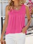 Top Débardeur Tops Décontracté Plain Été Polyester Micro-élasticité Quotidien Coupe Régulière Sans Manches Col Rond pour Femmes