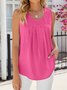 Top Débardeur Tops Décontracté Plain Été Polyester Micro-élasticité Quotidien Coupe Régulière Sans Manches Col Rond pour Femmes