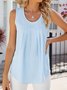 Top Débardeur Tops Décontracté Plain Été Polyester Micro-élasticité Quotidien Coupe Régulière Sans Manches Col Rond pour Femmes