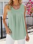 Top Débardeur Tops Décontracté Plain Été Polyester Micro-élasticité Quotidien Coupe Régulière Sans Manches Col Rond pour Femmes