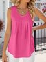 Top Débardeur Tops Décontracté Plain Été Polyester Micro-élasticité Quotidien Coupe Régulière Sans Manches Col Rond pour Femmes