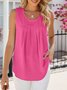 Top Débardeur Tops Décontracté Plain Été Polyester Micro-élasticité Quotidien Coupe Régulière Sans Manches Col Rond pour Femmes
