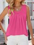 Top Débardeur Tops Décontracté Plain Été Polyester Micro-élasticité Quotidien Coupe Régulière Sans Manches Col Rond pour Femmes