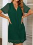 Femmes Pois Polka Blanc Col V Confortable Court Robe Décontracté