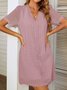 Femmes Pois Polka Blanc Col V Confortable Court Robe Décontracté