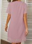 Femmes Pois Polka Blanc Col V Confortable Court Robe Décontracté