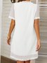 Femmes Pois Polka Blanc Col V Confortable Court Robe Décontracté