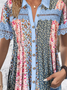 Blouses Décontracté Contrasté Couture Été Aucune élasticité Dentelle Manches Courtes Régulier Droit Régulier pour Femmes