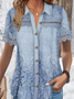 Blouses Décontracté Ethnique Été Quotidien Dentelle Manches Courtes Régulier Régulier Col de Chemise pour Femmes