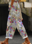 Pantalons Décontracté Floral Printemps / Automne Naturel Aucune élasticité Domestique Pantalons Harem Droit Régulier pour Femmes