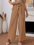 Pantalons Femmes Décontracté Plain Printemps / Automne Coton Quotidien Pantalons à Jambe Large Long Droit Régulier