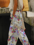 Pantalons Décontracté Floral Printemps / Automne Naturel Aucune élasticité Domestique Pantalons Harem Droit Régulier pour Femmes