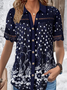 Blouses Décontracté Floral Été Viscose Ample Dentelle Manches Courtes Régulier Col de Chemise pour Femmes