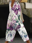 Pantalons Femmes Décontracté Floral Printemps / Automne Naturel Ample Coton Et Lin Pantalons Harem Long Régulier
