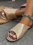 Sandales Antidérapantes Femmes Vacances Été Peau de Serpent Talon de Bloc Bout Rond Cuir synthétique Sandales Antidérapantes Caoutchouc à Enfiler