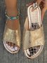 Sandales Antidérapantes Femmes Vacances Été Peau de Serpent Talon de Bloc Bout Rond Cuir synthétique Sandales Antidérapantes Caoutchouc à Enfiler