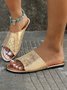 Sandales Antidérapantes Femmes Vacances Été Peau de Serpent Talon de Bloc Bout Rond Cuir synthétique Sandales Antidérapantes Caoutchouc à Enfiler