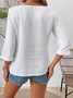 Chemises Femmes Plain Printemps / Automne Simple Coton Aucune élasticité Faire la navette Ample Manches trois quarts Entaillé