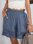 Shorts Femmes Décontracté Plain Été Polyester Évidé Aucune élasticité Quotidien Ample Droit
