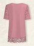 T-shirts Femmes Décontracté Plain Été Polyester Col Carré Quotidien Ample Manches Courtes Droit