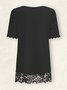 T-shirts Femmes Décontracté Plain Été Polyester Col Carré Quotidien Ample Manches Courtes Droit
