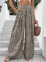 Pantalons Femmes Vacances Printemps / Automne Petit Floral Polyester Ample Pantalons à Jambe Large Long Droit Régulier
