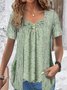 Chemises Décontracté Été Disty Floral Polyester Aucune élasticité Dentelle Manches Courtes Régulier Droit pour Femmes