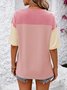 Chemises Décontracté Bloc de Couleur Été Coton Aucune élasticité Quotidien Demi Manche Droit Régulier pour Femmes