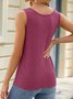 Top Débardeur Tops Femmes Décontracté Plain Été Polyester Micro-élasticité Sans Manches Col Rond Boucle Régulier