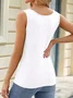 Top Débardeur Tops Femmes Décontracté Plain Été Polyester Micro-élasticité Sans Manches Col Rond Boucle Régulier