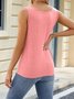 Top Débardeur Tops Femmes Décontracté Plain Été Polyester Micro-élasticité Sans Manches Col Rond Boucle Régulier