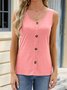 Top Débardeur Tops Femmes Décontracté Plain Été Polyester Micro-élasticité Sans Manches Col Rond Boucle Régulier