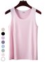 Top Débardeur Tops Décontracté Plain Été Polyester Sans Manches Col Rond Régulier Droit Élasticité moyenne pour Femmes