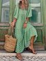 Femmes Ethnique Vert Col Rond Confortable Robe Maxi Décontracté